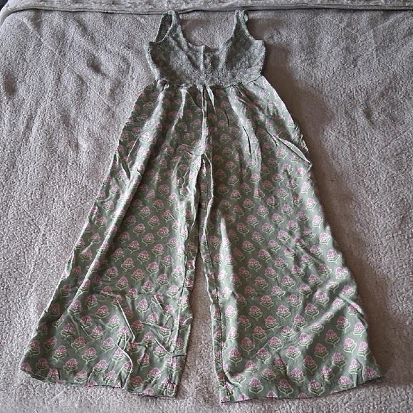 Japna Pants - Japna Green and Pink Floral Jumpsuit Romper